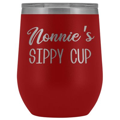 HollyWood & Twine Nonnie's Sippy Cup Nonnie Wine Tumbler Gifts for Nonnies Funny Stemless Stainless Steel Insulated Tumblers Hot Cold BPA Free 12oz Travel Cup