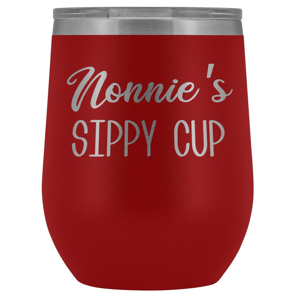 HollyWood & Twine Nonnie's Sippy Cup Nonnie Wine Tumbler Gifts for Nonnies Funny Stemless Stainless Steel Insulated Tumblers Hot Cold BPA Free 12oz Travel Cup
