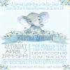 Boys Elephant Baby Shower Invitation, Boys Safari Baby Shower Invitations, Little Elephant Baby Shower Invitations For Boys (Blue Background 1) view 1
