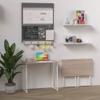 4NM 31.5" Small Folding Desk, Foldable Computer Home Office Desk, Study Writing Table for Small Space Saving Bedroom, Easy Assembly - Natural and White view 2