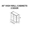 Design District Kitchens W2440 Polished White 40" High Wall Cabinets 2 Door Wooden Pantry Storage Cabinet view 2
