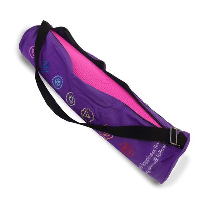 Premium Cotton Yoga Mat Bag with Shoulder Strap - Durable, Breathable and Lightweight Gym Bag to Carry the Standard Mat Size - Ideal for Yoga, Pilates & Fitness Equipment - 7" X 27", Chakra Purple