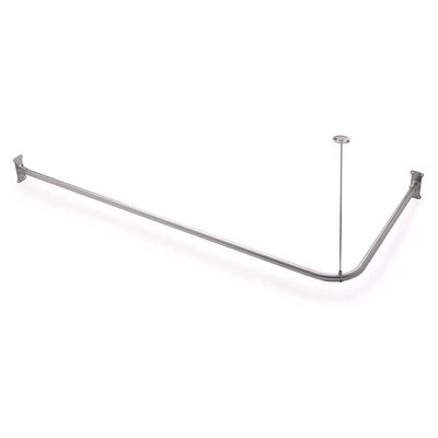 Naiture Stainless Steel 36'' x 36'' Corner Shower Curtain Rod with Ceiling Support, Brushed Nickel Finish