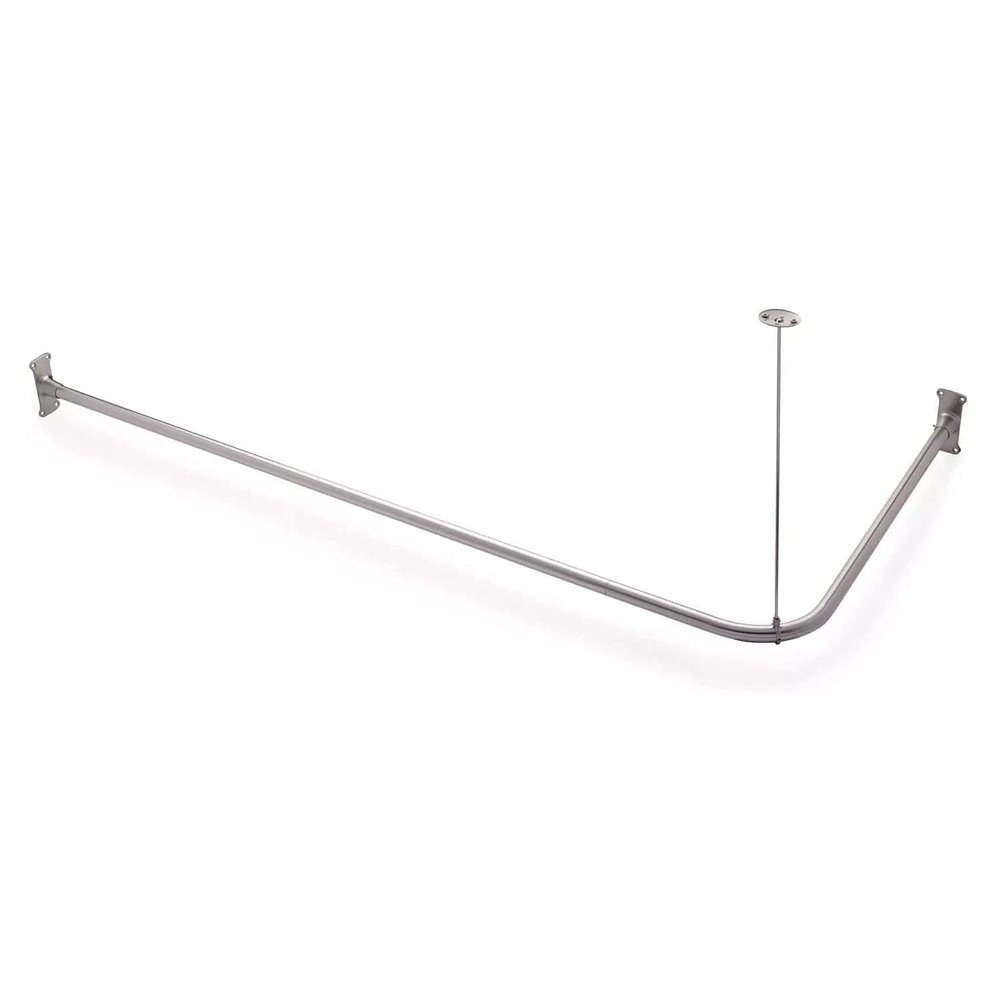 Naiture Stainless Steel 36'' x 36'' Corner Shower Curtain Rod with Ceiling Support, Brushed Nickel Finish