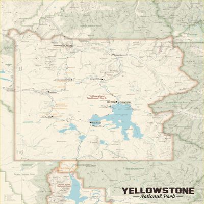 Best Maps Ever Yellowstone National Park Map 24x36 Poster (Tan)
