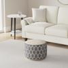 SIMPLIHOME Edgeley Round Pouf - 18 inch Wide Handwoven Jute and Cotton Ottoman in Grey and Natural, Boho-Style Footstool or Extra Seating for Living Room, Bedroom, or Kids Room, Assembled view 2