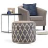SIMPLIHOME Edgeley Round Pouf - 18 inch Wide Handwoven Jute and Cotton Ottoman in Grey and Natural, Boho-Style Footstool or Extra Seating for Living Room, Bedroom, or Kids Room, Assembled view 4