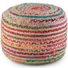 SIMPLIHOME Margo Round Pouf - 20 inch Wide Handwoven Jute and Cotton Braided Ottoman in Multi-Color, Boho-Style Footstool or Extra Seating for Living Room with Polystyrene Bead Filling, Assembled view 1