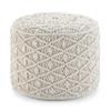 SIMPLIHOME Coates Round Pouf - 18 inch Wide Handwoven Cotton Macrame Ottoman in Natural, Boho Footstool, Decorative Pouf or Extra Seating for Living Room, Bedroom, or Kids Room, Assembled view 1