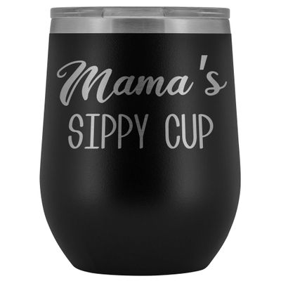 HollyWood & Twine Mama's Sippy Cup Mama Wine Tumbler for Mamas Stemless Stainless Steel Insulated Tumblers BPA Free 12oz Travel Cup
