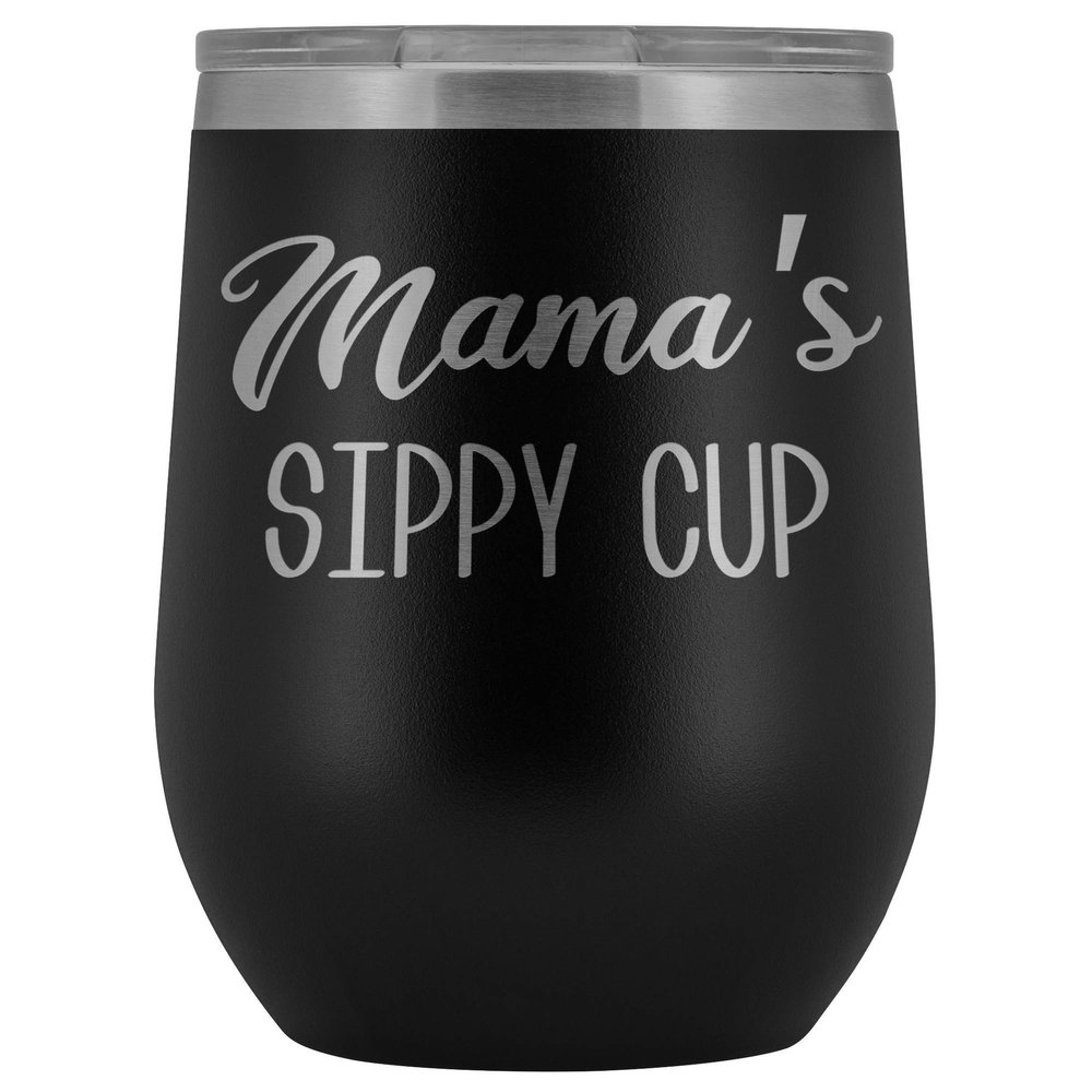 HollyWood & Twine Mama's Sippy Cup Mama Wine Tumbler for Mamas Stemless Stainless Steel Insulated Tumblers BPA Free 12oz Travel Cup
