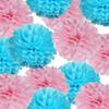 14" Pink and Blue Tissue Pom Poms Kit DIY Decorative Paper Flowers for Baby Shower Boy or Girl Gender Reveal Party Wedding Backdrop Birthday Party Nursery Hanging Decorations, Pack of 10 view 1
