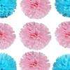 14" Pink and Blue Tissue Pom Poms Kit DIY Decorative Paper Flowers for Baby Shower Boy or Girl Gender Reveal Party Wedding Backdrop Birthday Party Nursery Hanging Decorations, Pack of 10 view 3
