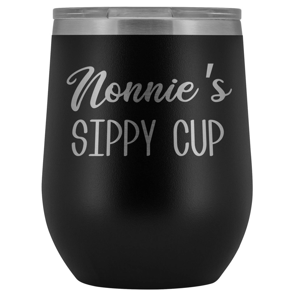 HollyWood & Twine Nonnie's Sippy Cup Nonnie Wine Tumbler Gifts for Nonnies Funny Stemless Stainless Steel Insulated Tumblers Hot Cold BPA Free 12oz Travel Cup