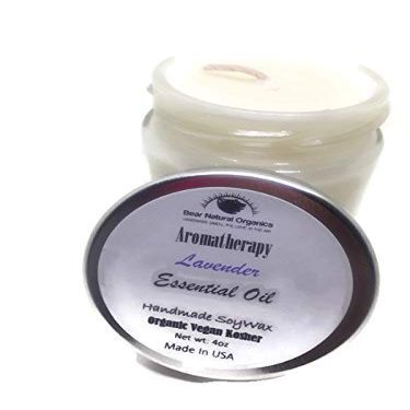 Aromatherapy Organic Lavender Essential Oil Soy Wax Candle 6 Ounce A Great Addition to Any Decor or Great as a Gift Idea 120 Hours
