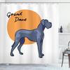 Ambesonne Dog Lover Shower Curtain, Side Pose Dog with Written Breed Name Round, Cloth Fabric Bathroom Decor Set with Hooks, 69" W x 84" L, Dark Lavender Orange view 1