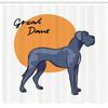 Ambesonne Dog Lover Shower Curtain, Side Pose Dog with Written Breed Name Round, Cloth Fabric Bathroom Decor Set with Hooks, 69" W x 84" L, Dark Lavender Orange view 2