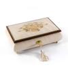 3 Wedding Bells With Ribbon Wood Inlay Ivory 36 Note Musical Jewelry Box - For Sentimental Reasons view 1