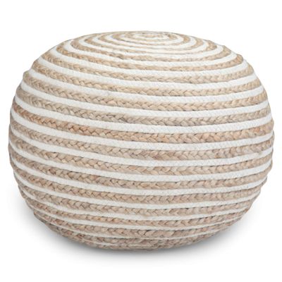 SIMPLIHOME Yolanda Boho Round Pouf in Natural Jute for the Living Room, Bedroom and Kids Room