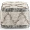 SIMPLIHOME Sweeney Square Pouf - 18 inch Wide Upholstered Wool and Cotton Handloom Woven Ottoman in Grey and Natural, Boho-Style Footstool, Extra Seating or Accent Piece for Living Room, Assembled view 4