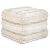 SIMPLIHOME Sommer Square Pouf - 18 inch Wide Upholstered Handloom Woven Cotton Ottoman in Natural, Boho-Style Footstool, Extra Seating or Accent Piece for Living Room or Bedroom, Assembled view 1