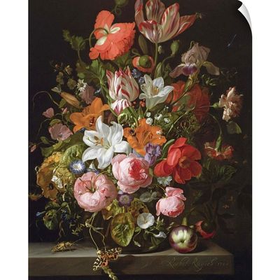 CANVAS ON DEMAND Still Life of Roses, Lilies, Tulips and Wall Decal, Floral Artwork