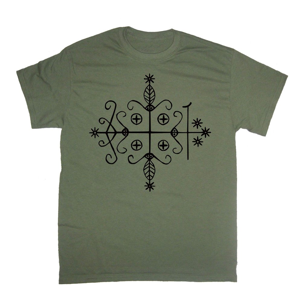 Papa Legba Voodoo Veve Shirt - Occult Skull Gothic Death Pentagram Witchcraft (X-Large)