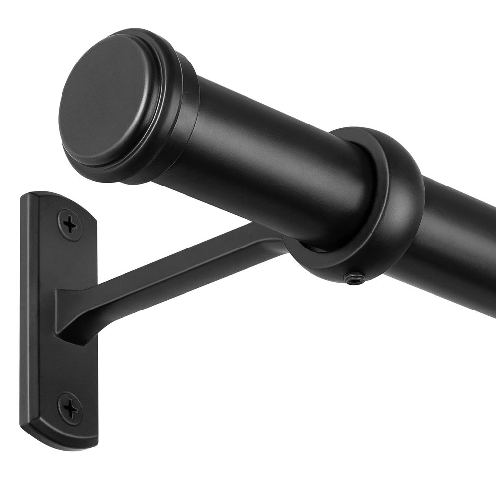 1 Inch Blackout Curtain Rods for Windows Patio, Adjustable Room Divider Curtain Rod Wall Mount & Ceiling Mount for Indoor & Outdoor, Black, 144" to 168"