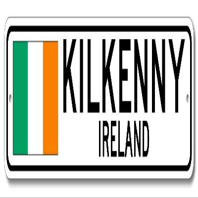 Kilkenny, Ireland - Irish Flag Street Sign - Metal Novelty Sign, Sign, Man Cave Street Sign, Ireland City Sign, Irish Pub and Bar Wall Decor - 4x18 inches