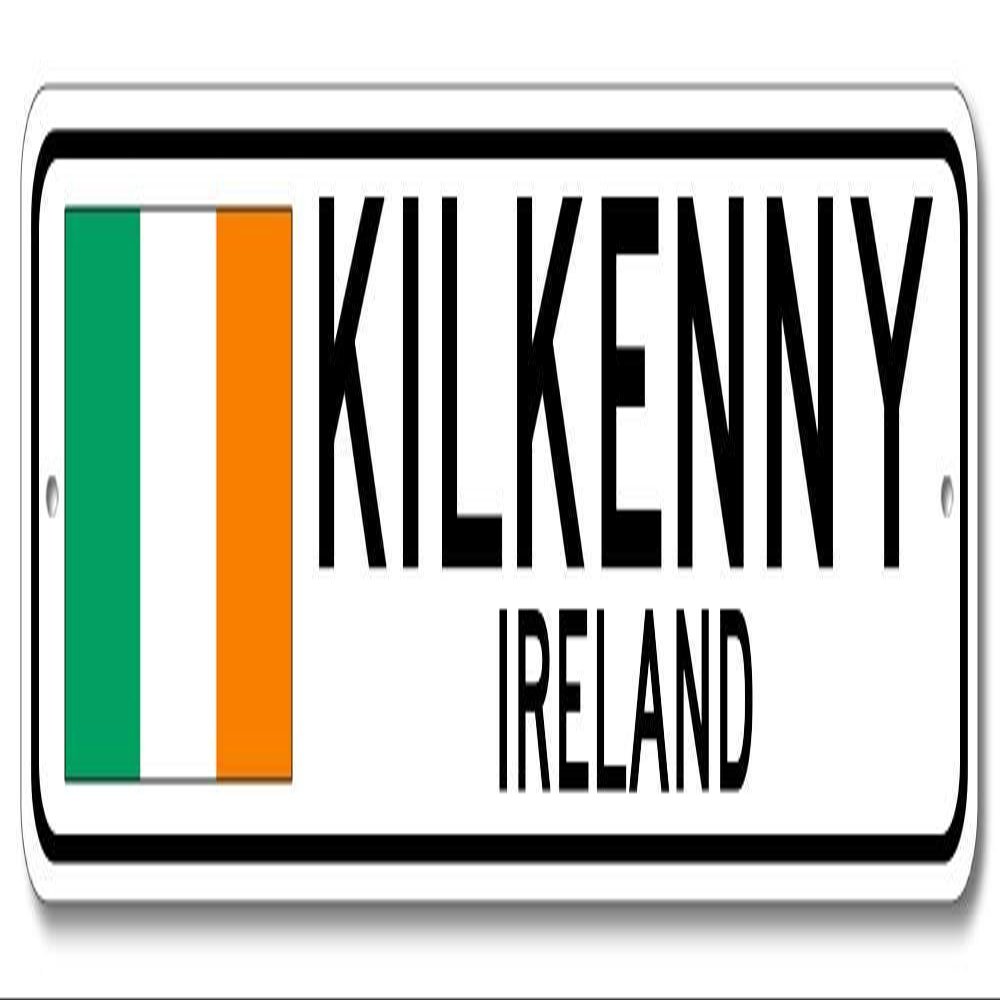 Kilkenny, Ireland - Irish Flag Street Sign - Metal Novelty Sign, Sign, Man Cave Street Sign, Ireland City Sign, Irish Pub and Bar Wall Decor - 4x18 inches