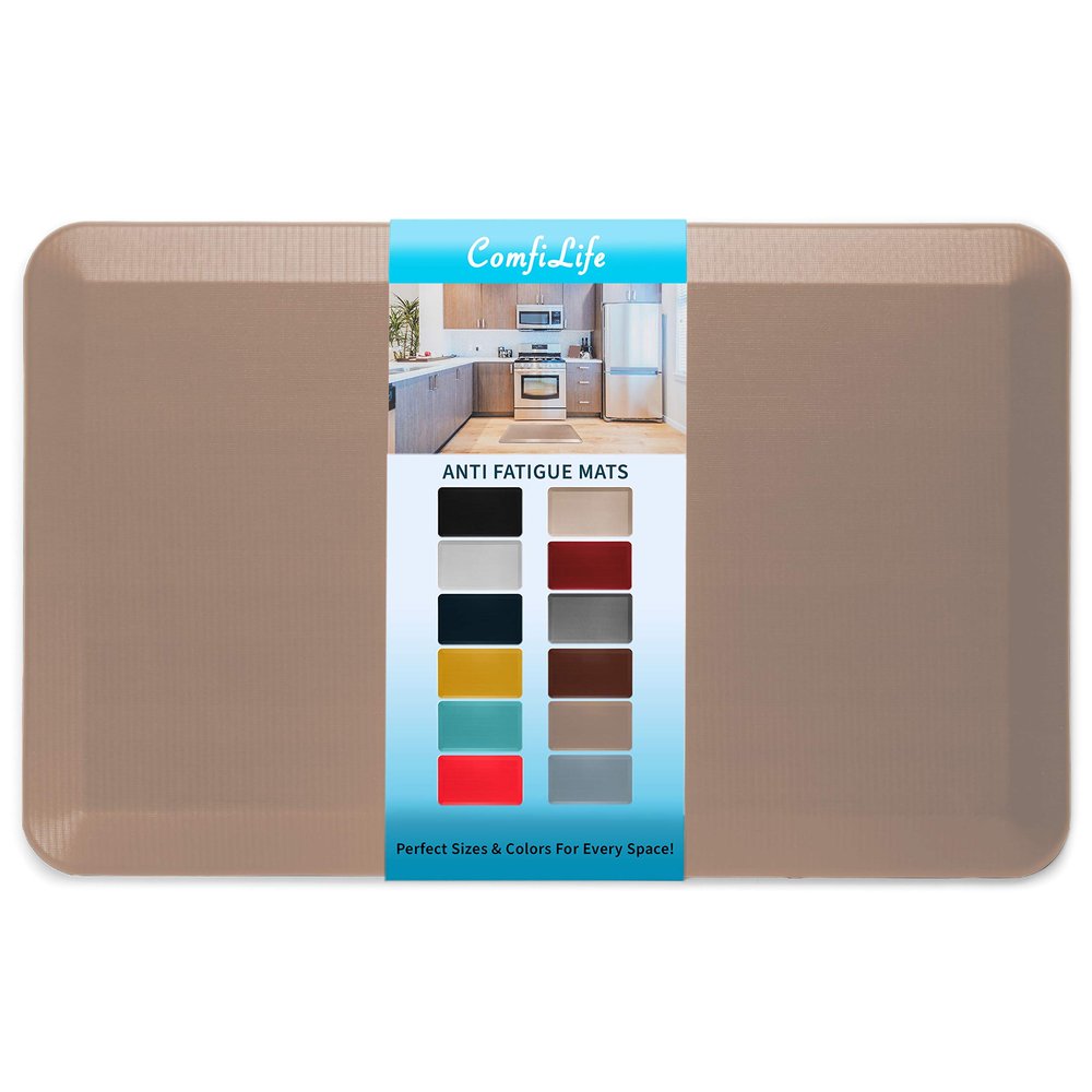 ComfiLife Anti Fatigue Floor Mat  3/4 Inch Thick Kitchen Mats for Floor, Standing Desk Mat, Kitchen Rug  Comfort at Home, Office  Durable  Stain Resistant  Non-Slip Bottom (20" x 32", Beige)