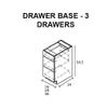Design District Kitchens DB36-3 Polished White Drawer Base Cabinets - 3 Drawers Wooden Pantry Storage Cabinet view 2