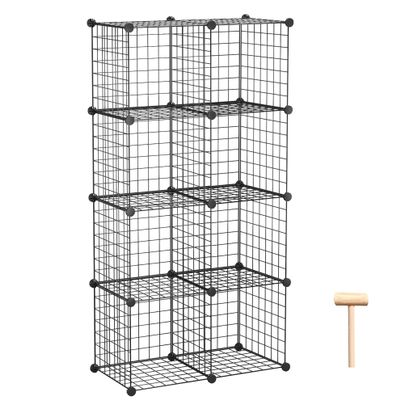C&AHOME Wire Cube Storage, 8-Cube Organizer Metal C Grids Storage, Storage Bins Shelving, Modular Book Shelf, DIY Closet Cabinet Ideal for Living Room, Home, Office 24.8" L x 12.4" W x 48.4" H Black