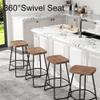 Andeworld 24" Swivel Bar Stools Set of 2 Industrial Counter Height Stools with Wooden Seats Modern Metal Barstools view 4