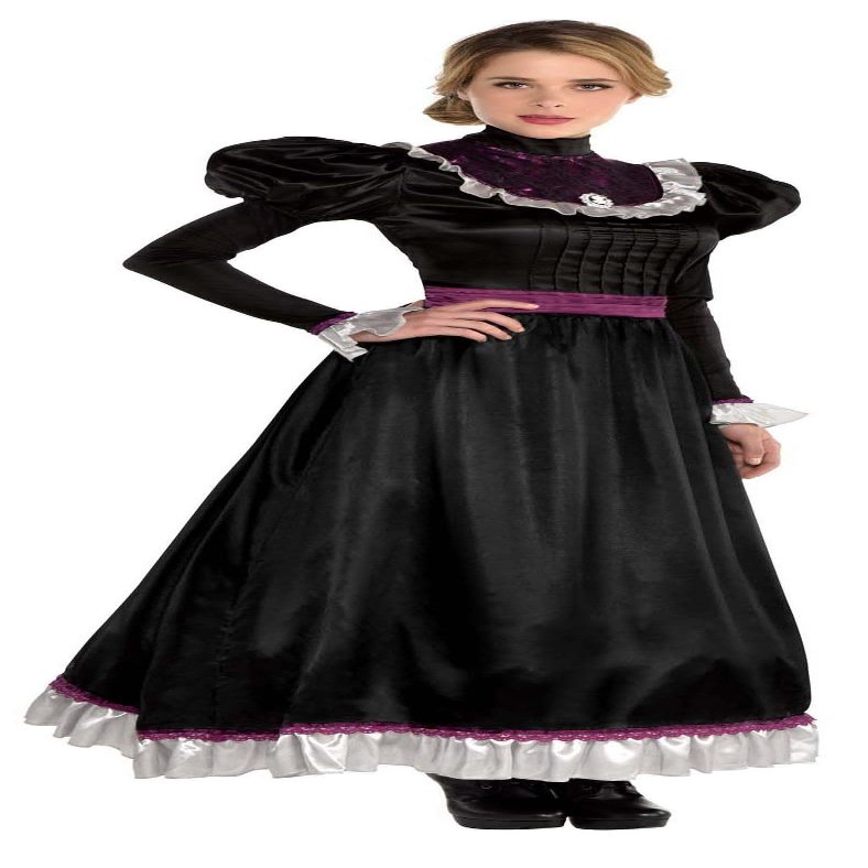 Black Victorian Dress Costume | Adult Standard Size | 1 Pc
