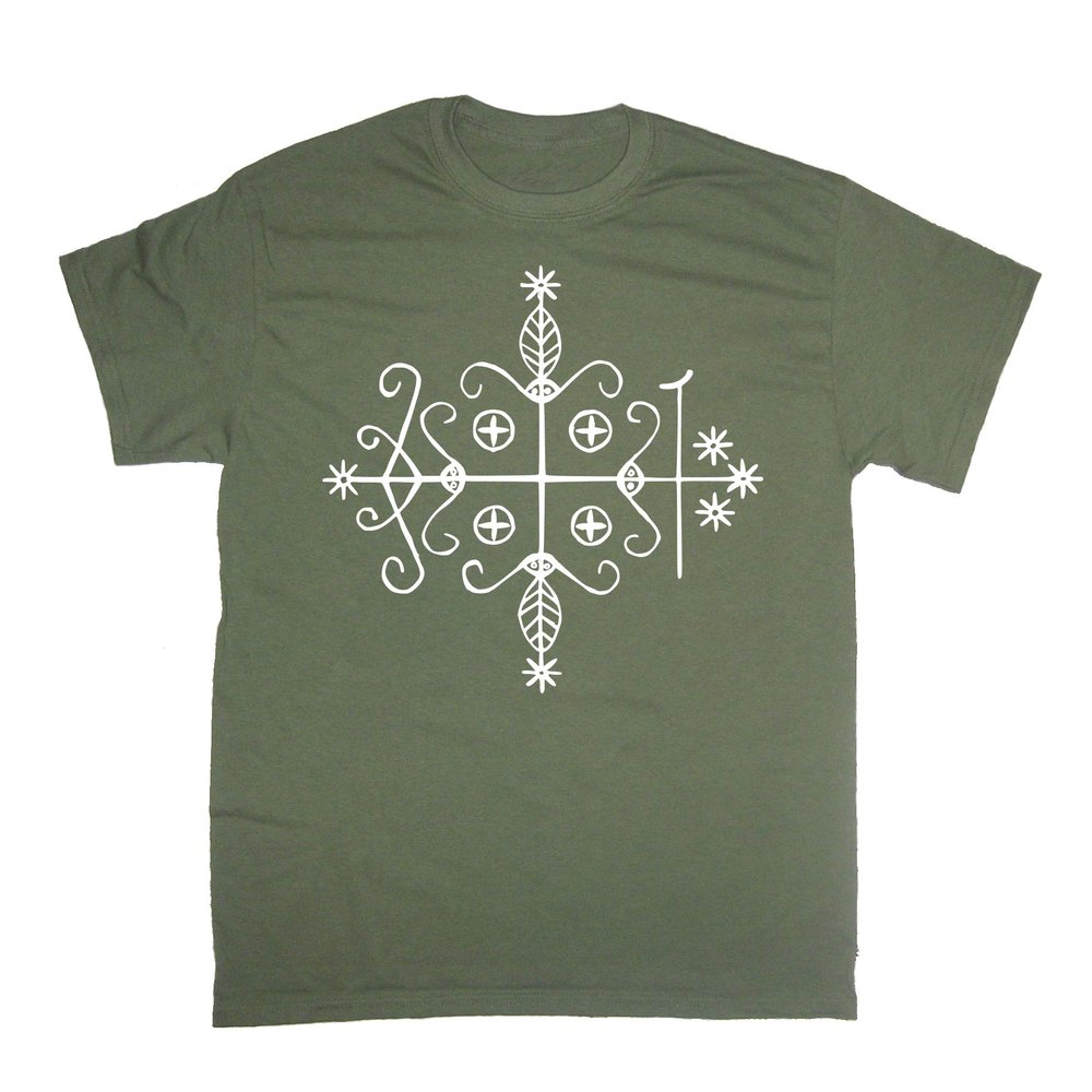 Papa Legba Voodoo Veve Shirt - Occult Skull Gothic Death Pentagram Witchcraft (X-Large)