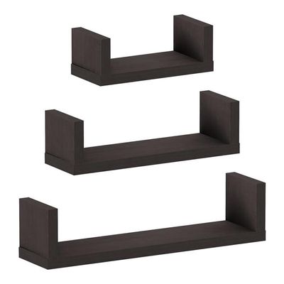 FURINNO Indo Wall Mounted Floating Shelves, Espresso