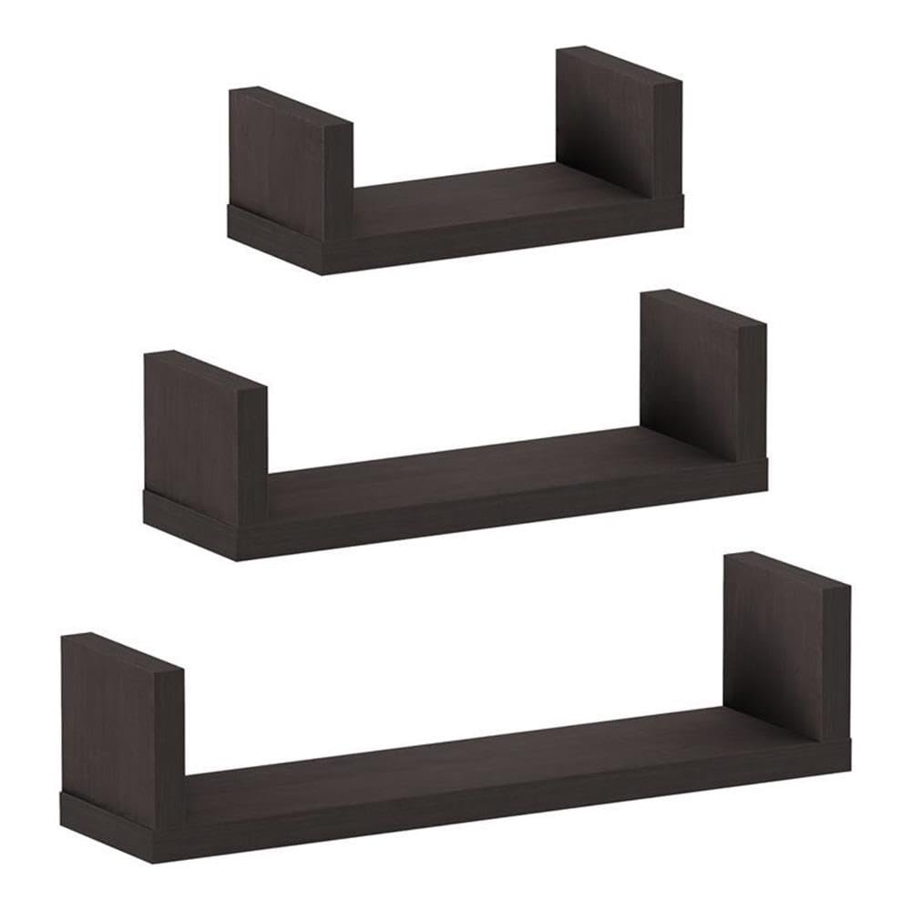 FURINNO Indo Wall Mounted Floating Shelves, Espresso