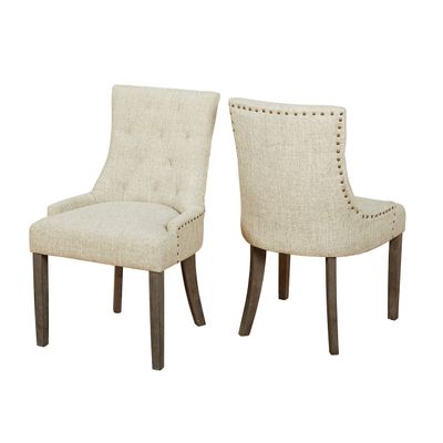 angelo:HOME Ariana Modern Velvet Upholstered Button Tufted Back Dining Chair with Nailhead Detail, 2 Piece, Gray