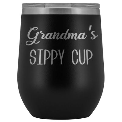 HollyWood & Twine Grandma's Sippy Cup Wine Tumbler Gifts for Grandma Funny Stemless Stainless Steel Insulated Tumblers Hot Cold BPAFree 12oz Travel Cup