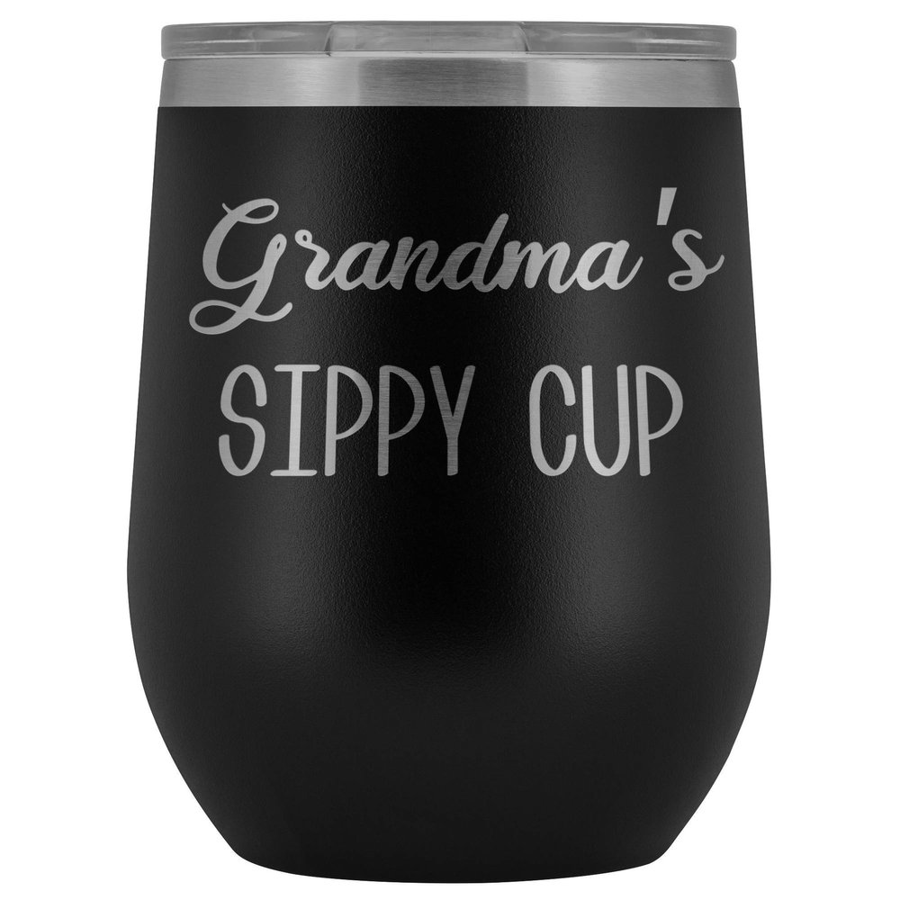 HollyWood & Twine Grandma's Sippy Cup Wine Tumbler Gifts for Grandma Funny Stemless Stainless Steel Insulated Tumblers Hot Cold BPAFree 12oz Travel Cup