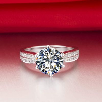 Bansriracha Guarantee Silver 925 2carat Star Simulate Diamond Ring Engagement Sterling Silver Ring Plated White Gold 18K Semi Mount Paved (12)