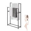 Freestanding Towel Rail Rack, Metal Towel Bar Stand, Drying Rack Airer, Kitchen Bathroom Organizer Holder, Black (Size : 7520110cm (LWH)) view 1