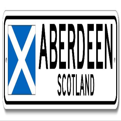 Aberdeen, Scotland - Scotland Flag Street Sign - Metal Novelty Sign for Home Decoration, Sign Wall Decor, Man Cave Street Sign, Scotland City Sign - 4x18 inches
