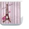 Amagical Paris Eiffel Tower with Roses Pink Background 16 Piece Bathroom Mat Set Shower Curtain Set Bath Mat Contour Mat Toilet Cover Waterproof Shower Curtain and 12 Hooks view 2