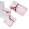 Amagical Paris Eiffel Tower with Roses Pink Background 16 Piece Bathroom Mat Set Shower Curtain Set Bath Mat Contour Mat Toilet Cover Waterproof Shower Curtain and 12 Hooks view 3