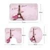 Amagical Paris Eiffel Tower with Roses Pink Background 16 Piece Bathroom Mat Set Shower Curtain Set Bath Mat Contour Mat Toilet Cover Waterproof Shower Curtain and 12 Hooks view 4