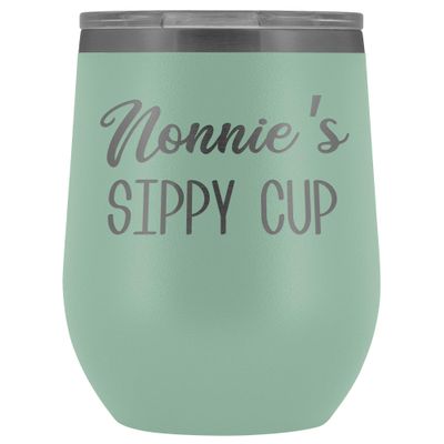 HollyWood & Twine Nonnie's Sippy Cup Nonnie Wine Tumbler Gifts for Nonnies Funny Stemless Stainless Steel Insulated Tumblers Hot Cold BPA Free 12oz Travel Cup
