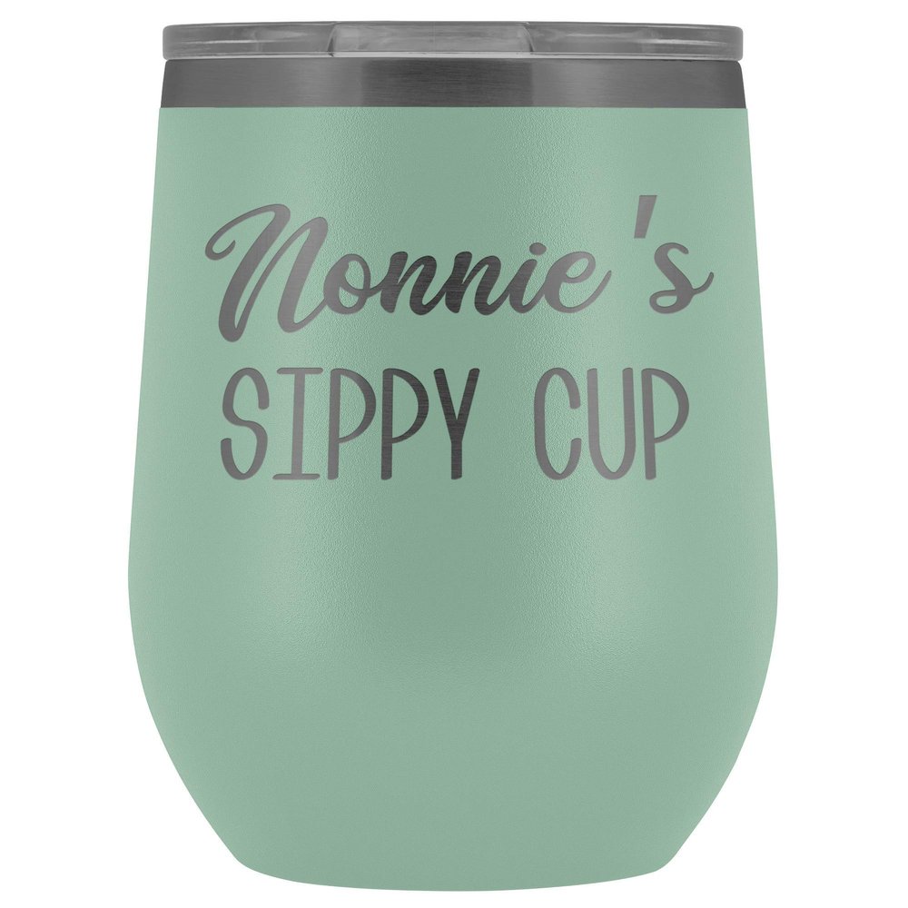 HollyWood & Twine Nonnie's Sippy Cup Nonnie Wine Tumbler Gifts for Nonnies Funny Stemless Stainless Steel Insulated Tumblers Hot Cold BPA Free 12oz Travel Cup