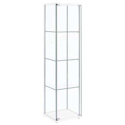 Coaster Home Furnishings Bellatrix 4-Shelf Clear Glass Curio Display Cabinet, Modern Display Case with Tempered Glass Door and 4 Shelves, White
